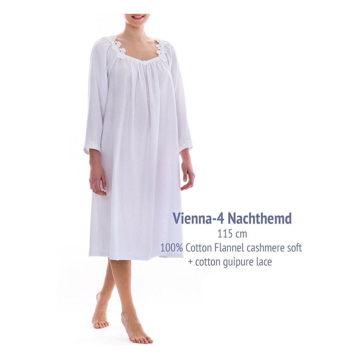 Celestine Vienna 4 Long Flannel Gown - White – Bits of Lace Fine Lingerie