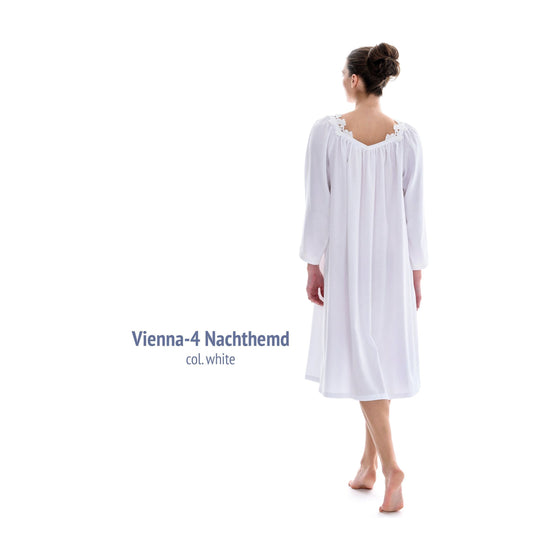 Celestine Vienna 4 Long Flannel Gown - White