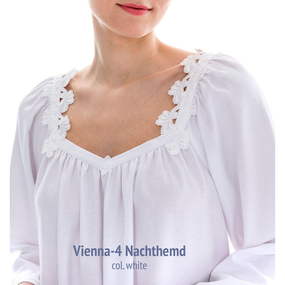 Celestine Vienna 4 Long Flannel Gown - White