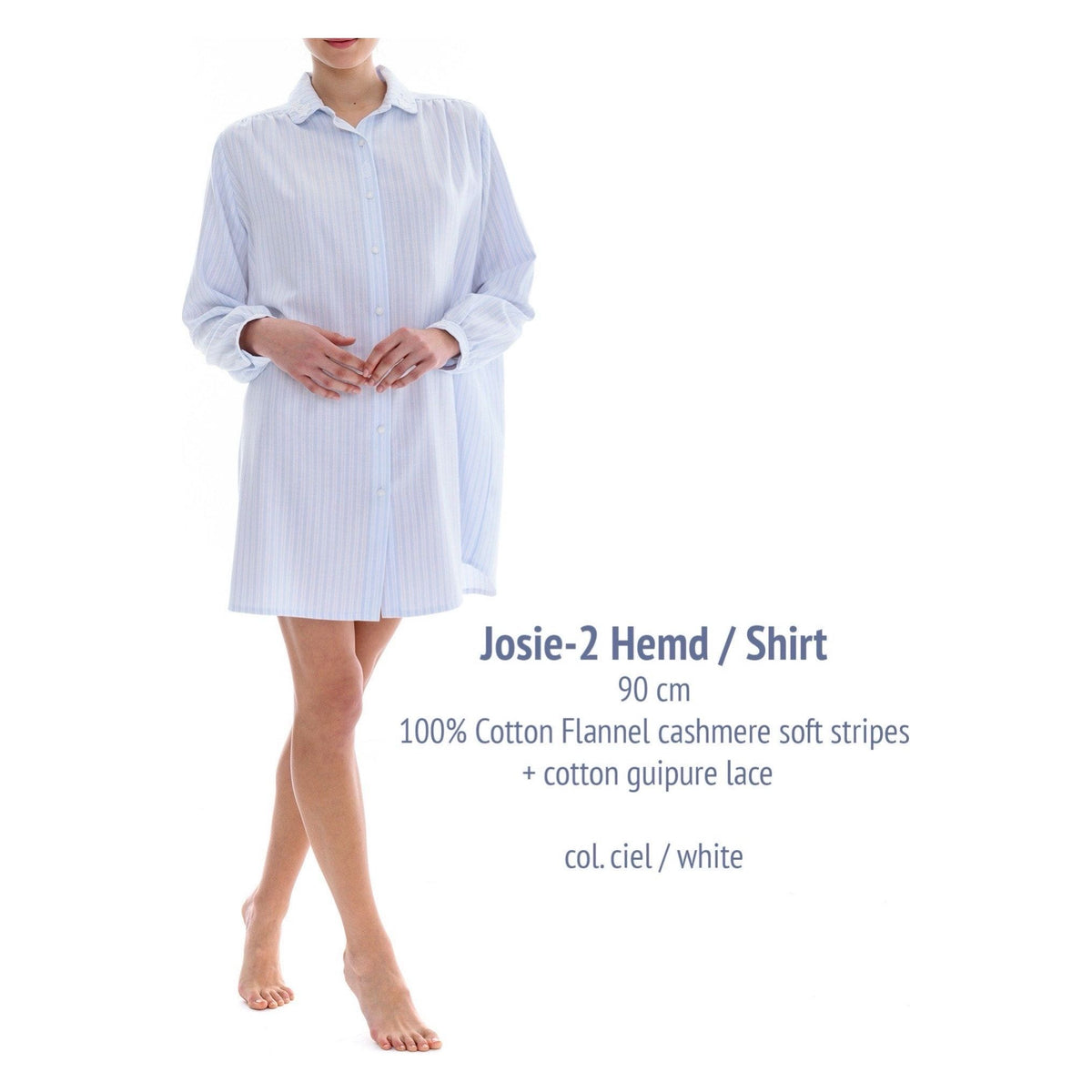 Celestine Josie Flannel Nightshirt - Blue – Bits of Lace Fine Lingerie