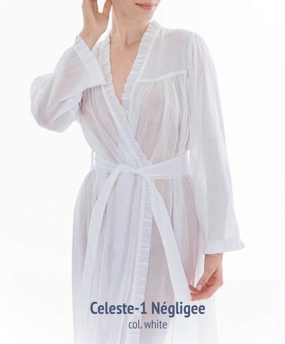 Celestine Celeste 1 Negligee Long Robe - White