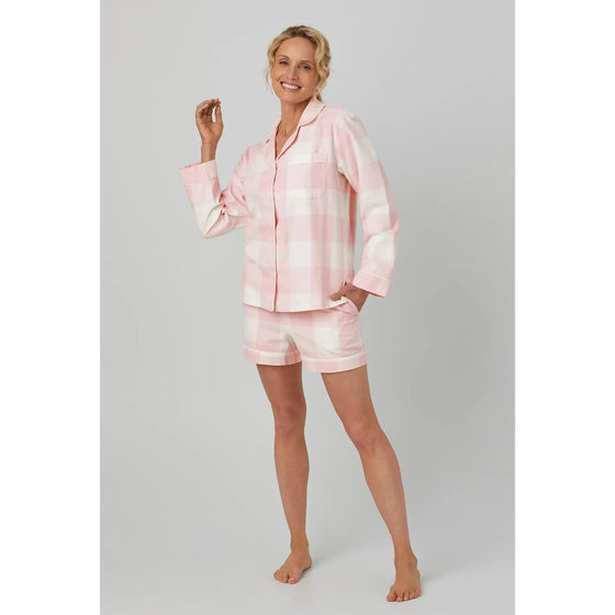 BedHead Checkered Portuguese Flannel PJ Set - Pink