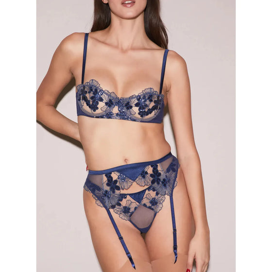 Fleur Du Mal Violet Garter Belt - Night Blue
