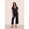 Eberjey Giselle Cropped Pant PJ Set - Black & Sorbet Pink