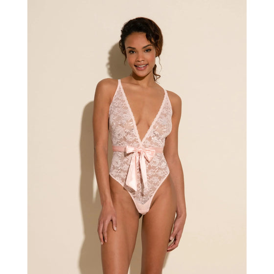 Cosabella Tie Me Up V-Neck Teddy - Pink Lilly