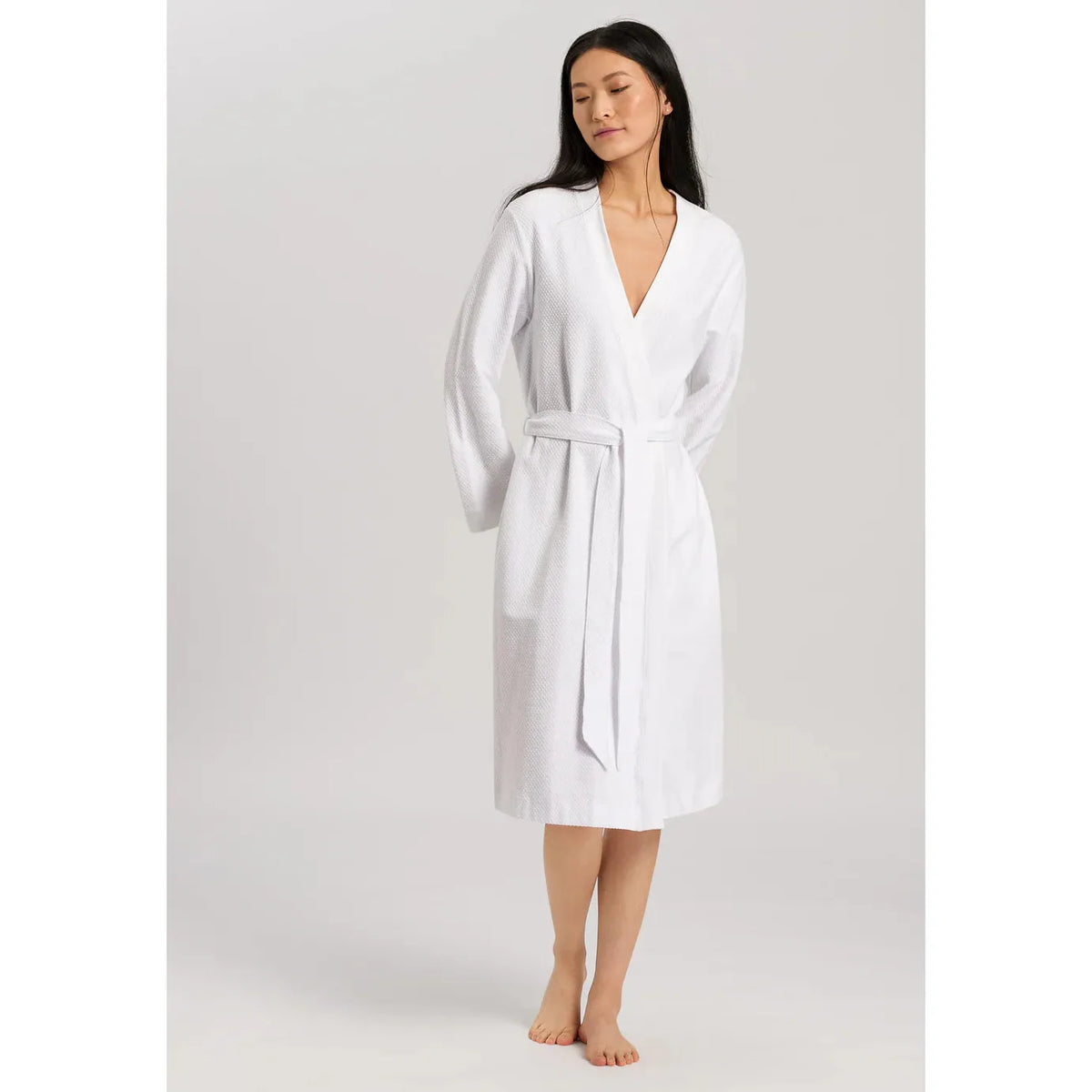 Hanro Cotton Pique Waffle Knit Robe - White – Bits of Lace Fine Lingerie